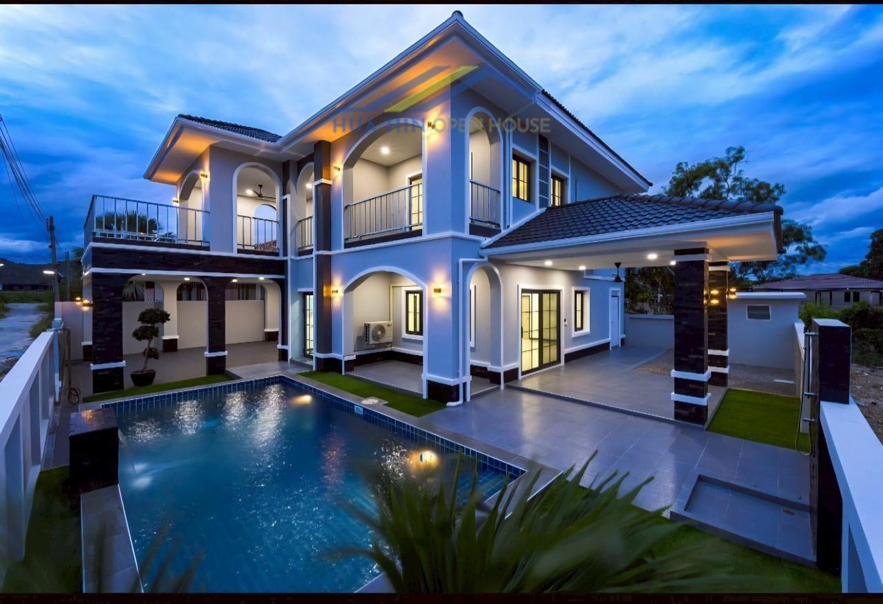 Modern 2-storey villa with 4 bedrooms, private pool, and stylish outdoor area in Hua Hin Soi 102.