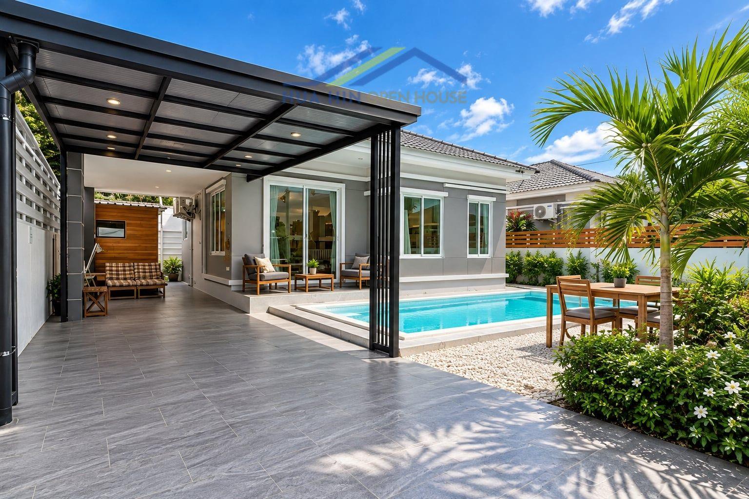 Modern 2 Bedroom Pool Villa with Private Sauna for Sale in Lavallee Village town 2 Hua Hin