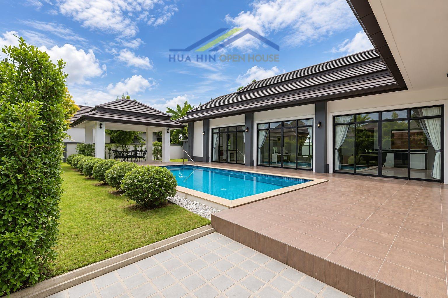 Pool view Villa with Outdoor Pavilion for Sale in Hin Lek Fai, Hua Hin