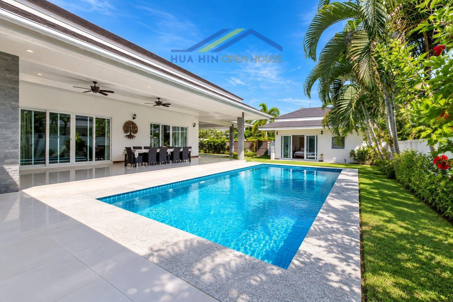 Palm Villas Hua Hin – 4-Bedroom Pool Villa with Separate Guest House for Rent