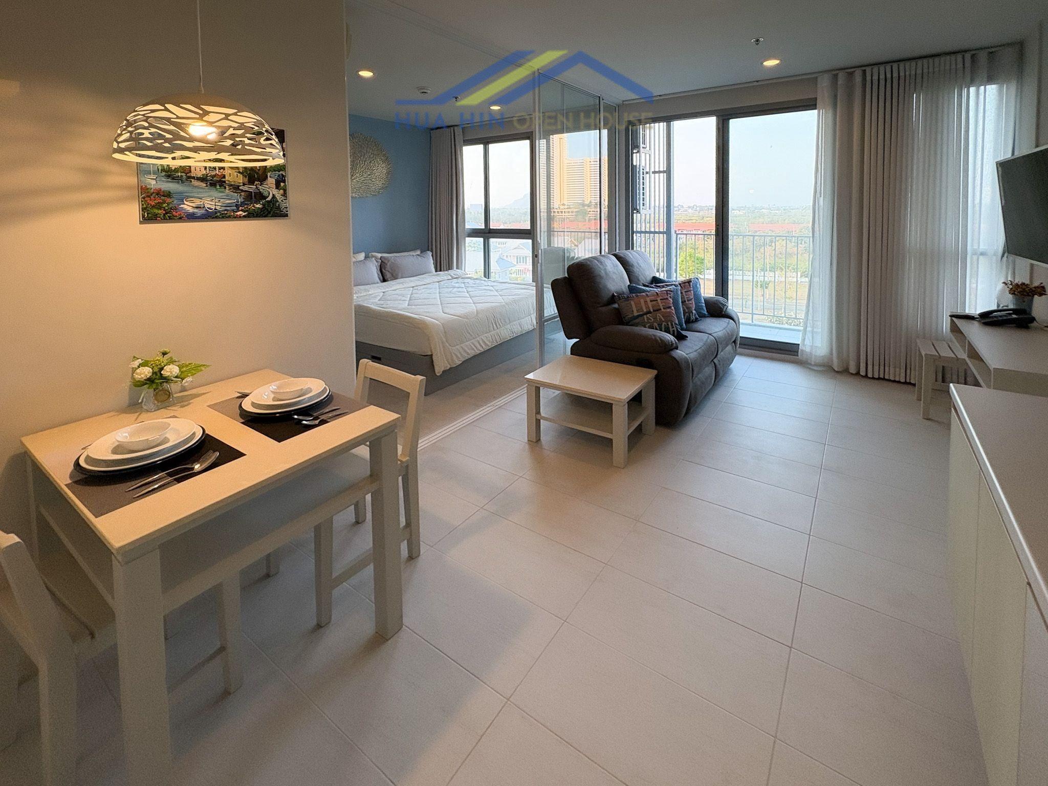 Fully Furnished 1-Bedroom Condo with Open Views | Long-Term Rental at BLU Condo Cha-Am