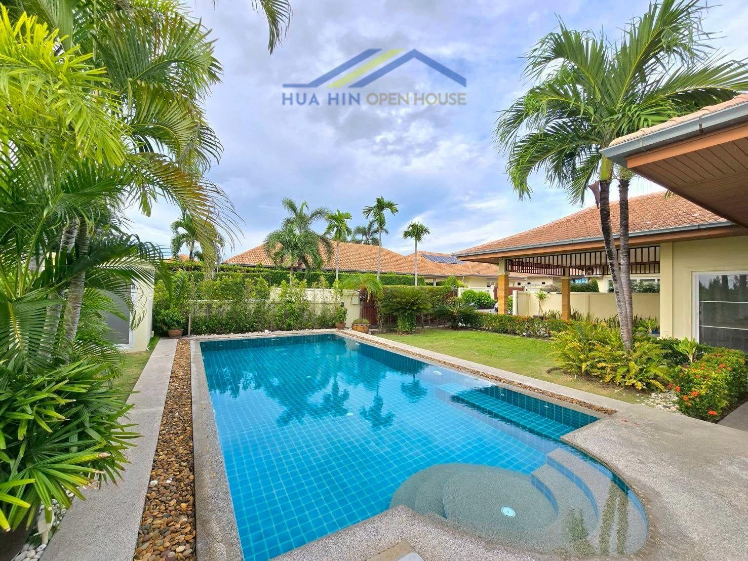 Orchid Palm Homes 4 3-bedroom pool villa with lush gardens and a tranquil swimming pool in Orchid Palm Homes, Hua Hin.