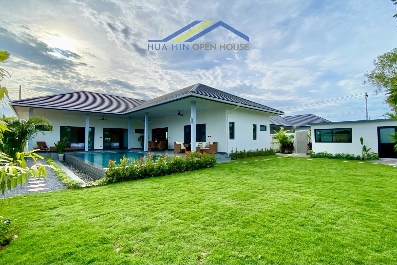 Modern Resort-Style Pool Villa for Sale with 10-Metre Overflow Pool Near Hua Hin Town