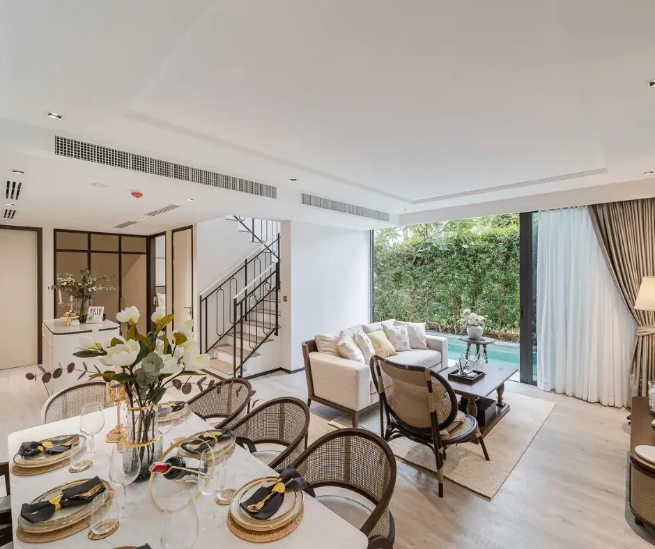 A spacious 3-bedroom, 2-story layout with a private pool for sale at InterContinental Residences Hua Hin.