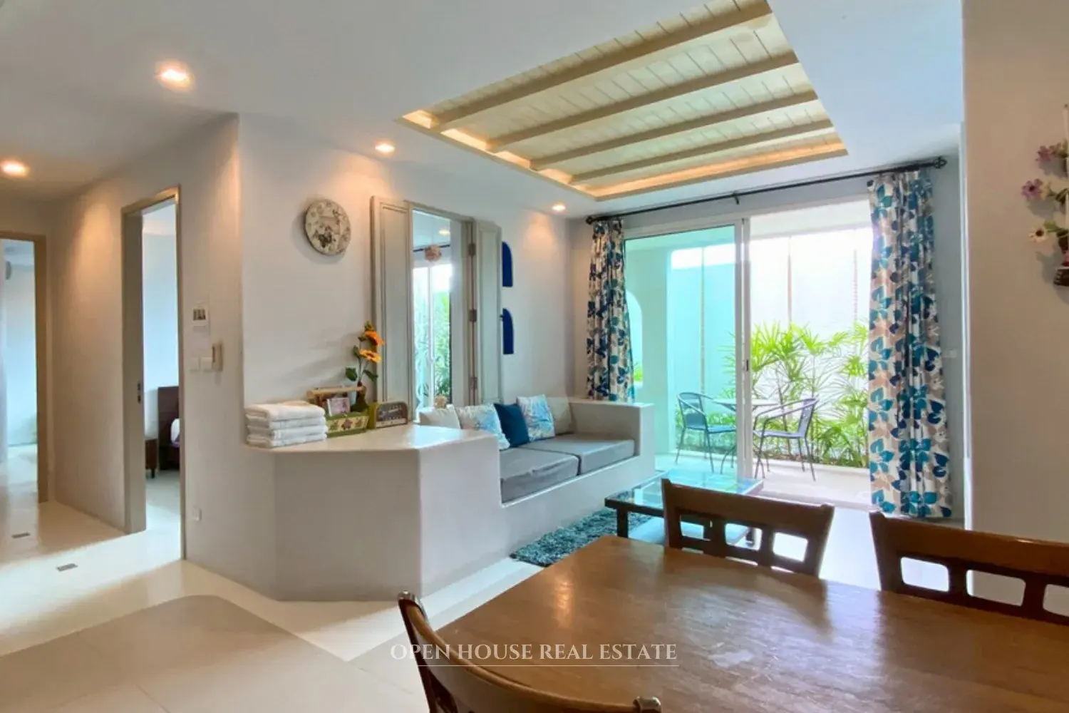 Beachfront vacation condo living area at Chelona Hua Hin Khao Tao