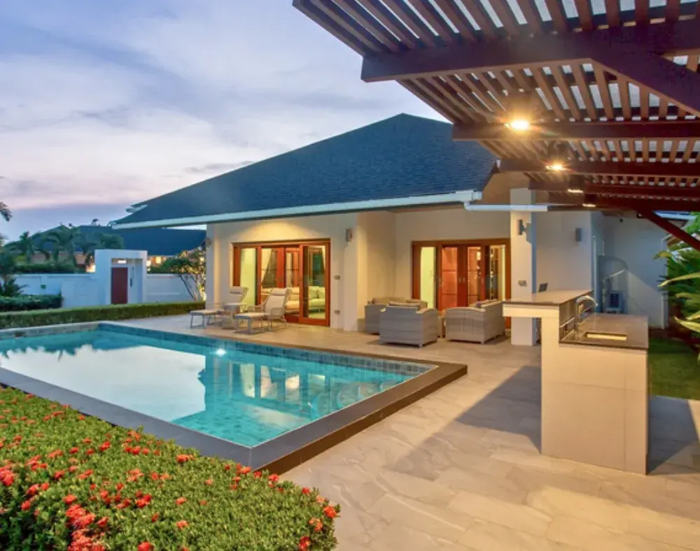 Modern Mountain View Pool Villa with Outdoor Counter Bar for Sale | Near Downtown Hua Hin